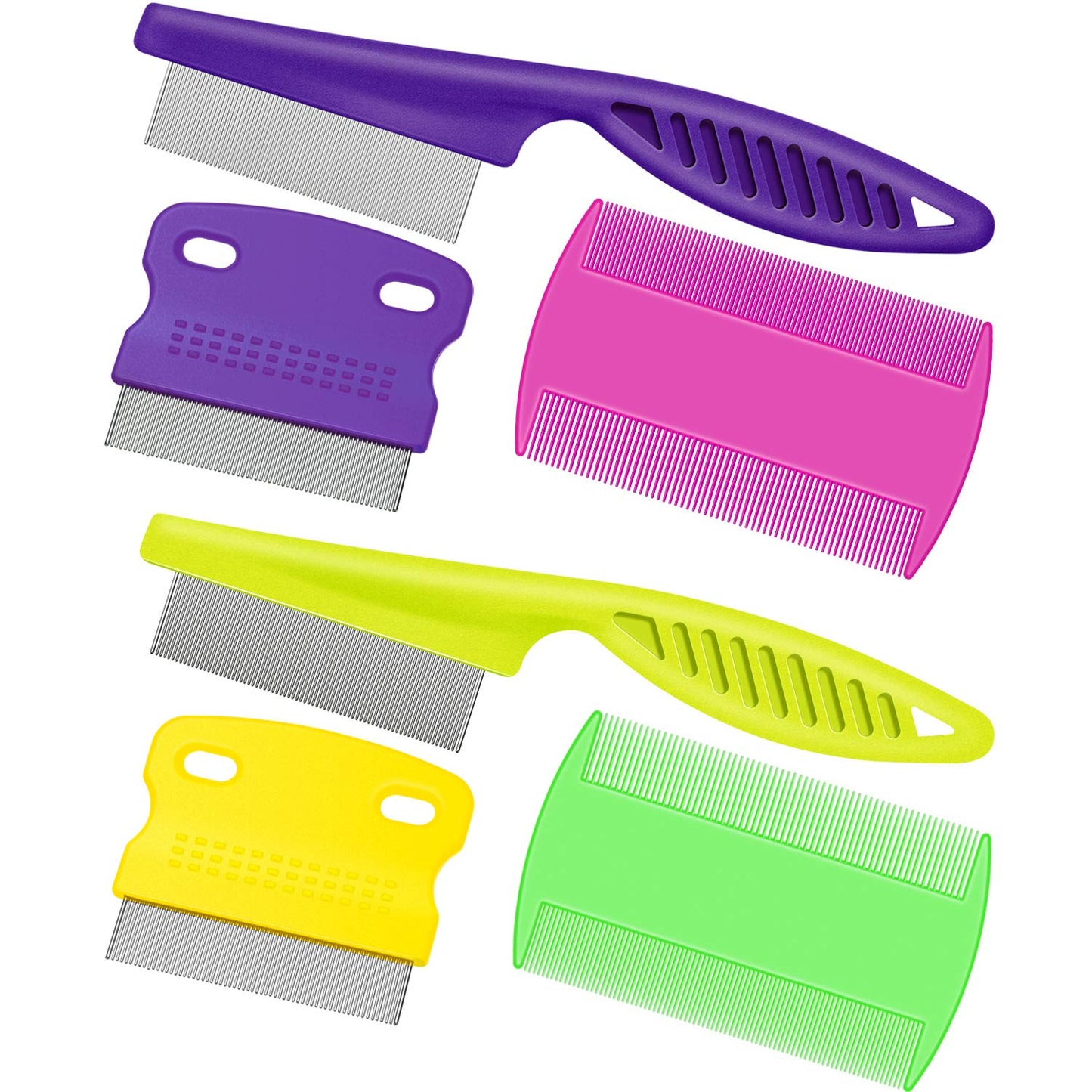 6 Pieces Pet Lice Combs Dog Grooming Flea Cat Tear Stain Comb for Removal Dandruff, Hair Stain, Nit(Pink, Green, Purple, Yellow)